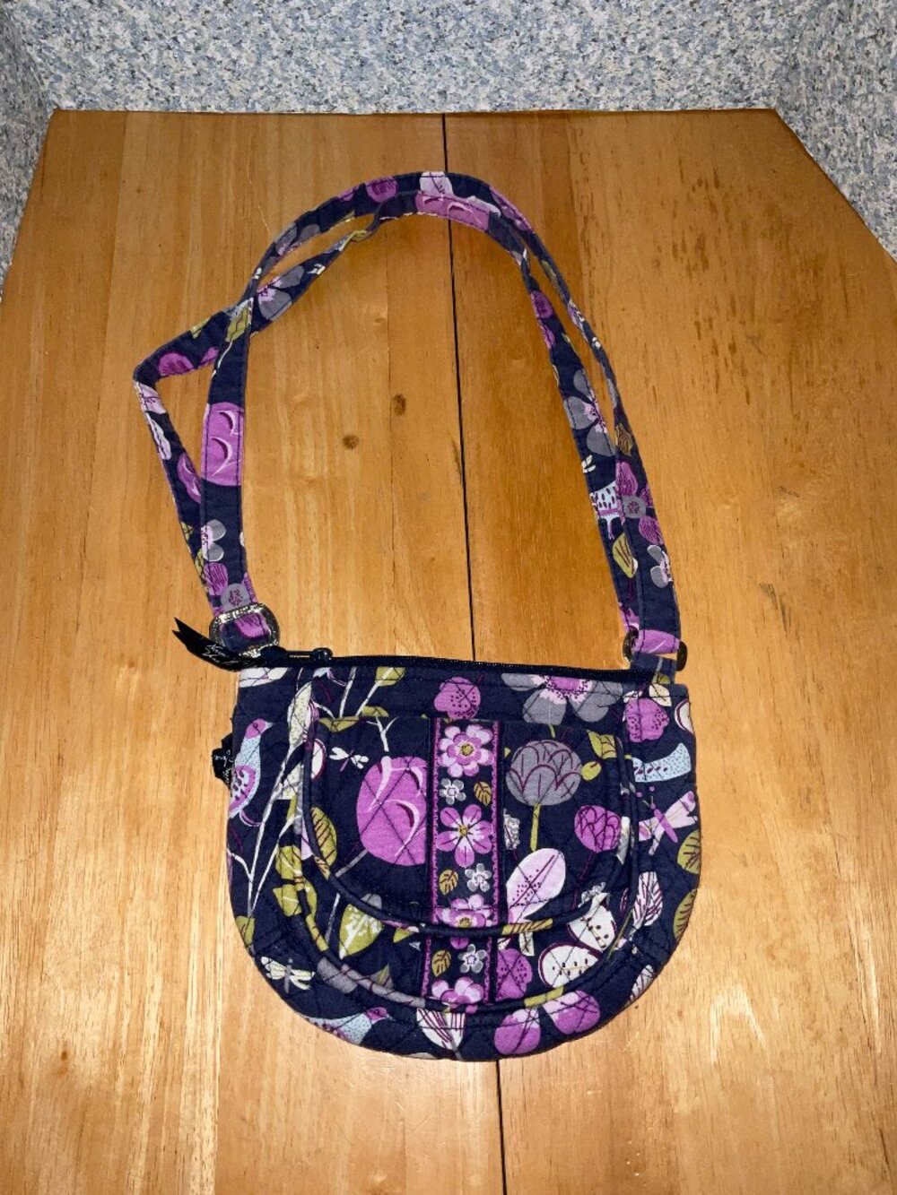 Vera Bradley Floral Quilted Crossbody Purse | Purple Cotton Shoulder Bag